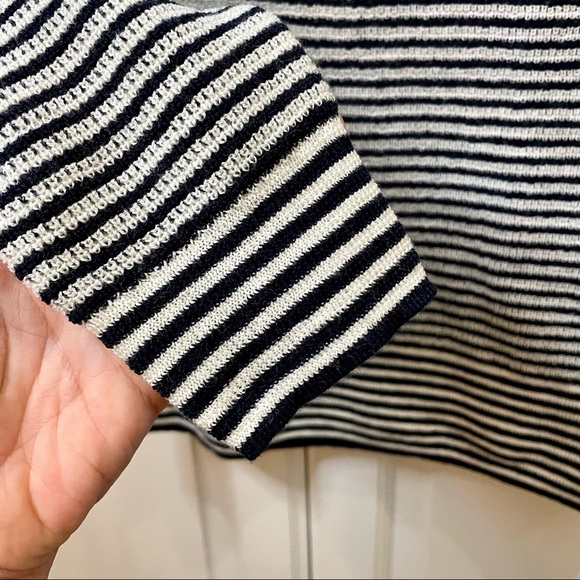 J. Crew Shoulder Button Merino Wool Sweater in Navy and Cream Stripe Size Small - Picture 5 of 11